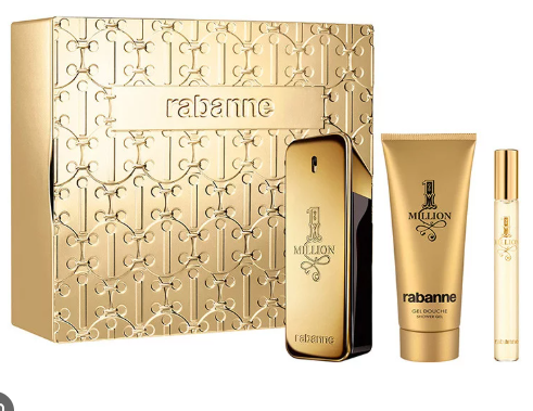 Paco Rabanne 1 Million 3-Piece Gift Set for Men: 3.4oz EDT Spray, 0.34oz EDT Travel Spray, and 3.4oz Shower Gel