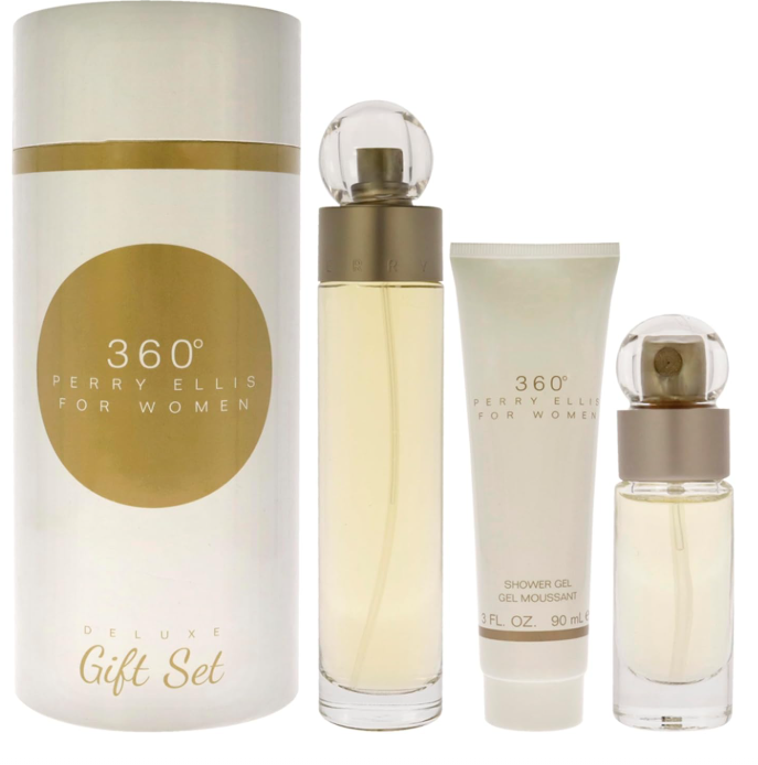 Perry Ellis 360 Women's 3-Piece Gift Set | 3.4 oz EDP, 3 oz Shower Gel, Mini 