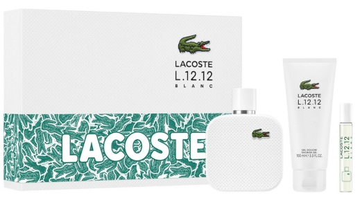 Lacoste Blanc 3 Pcs Set Men Edt 3.4 Oz Spray+ Edt 0.25 Oz + Shower Gel 3.3 Oz 