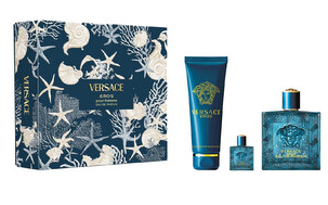 Versace Men's Eros EDT Gift Set: 3-Piece Set - 3.4 oz EDT, 0.17 oz EDT, and 5 oz Shower Gel