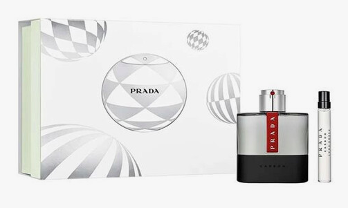 Prada Luna Rossa Carbon 2 Pcs Set for Men: 3.4oz Eau de Toilette + 0.34oz Eau de Toilette Travel Spray. 